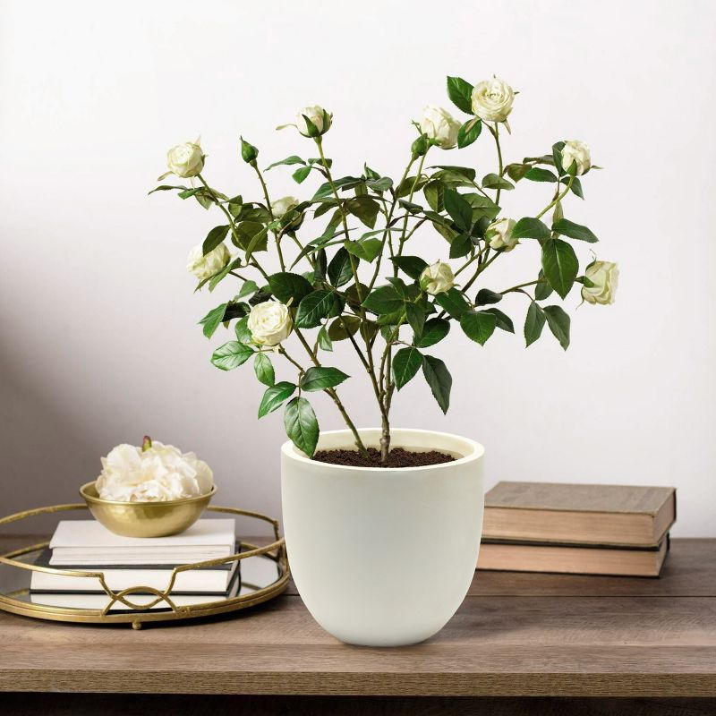 LuxenHome Round Tapered 9.2" H House Planter, Indoor/Outdoor White