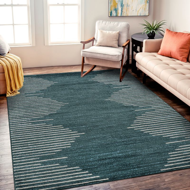 World Rug Gallery Bohemian Stripe Area Rug - TEAL 5'x7'