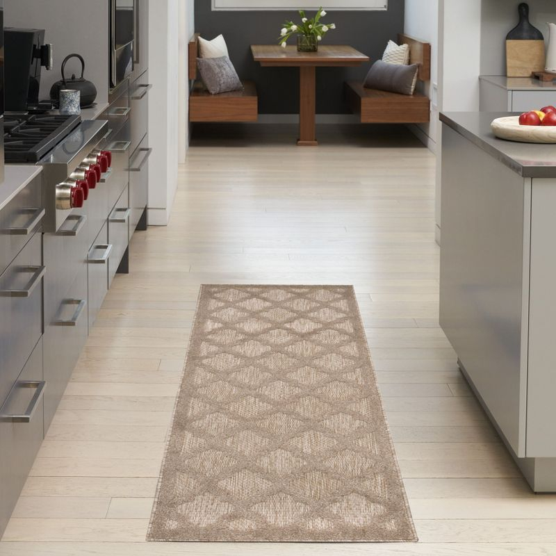 Nourison Trellis Outdoor Runner Rug Natural Beige 2' x 6'