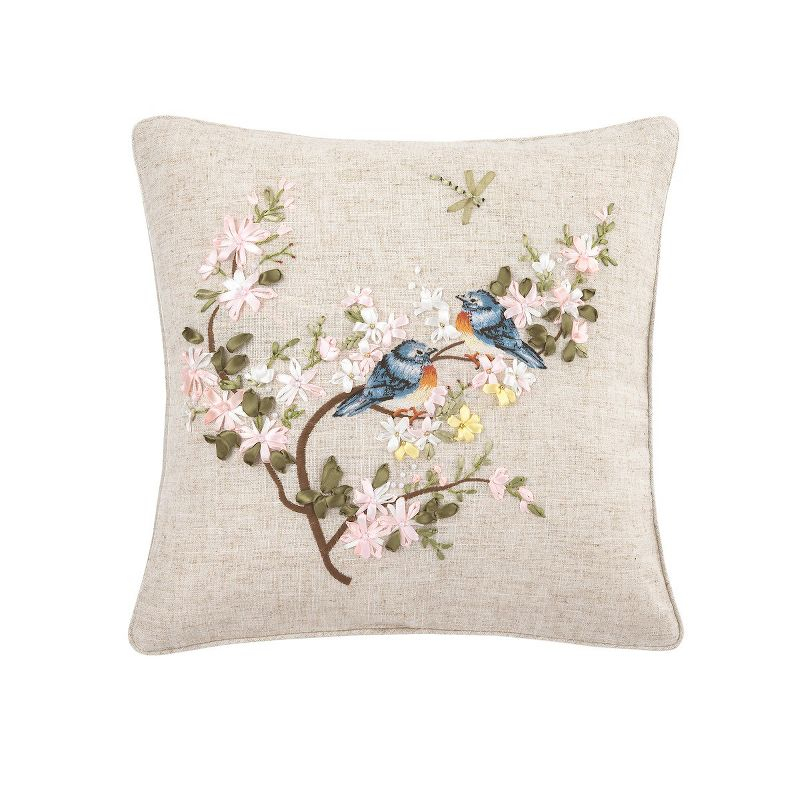 C&F Home Bluebird Hand Crafted Ribbon Easter Spring Art Pillow