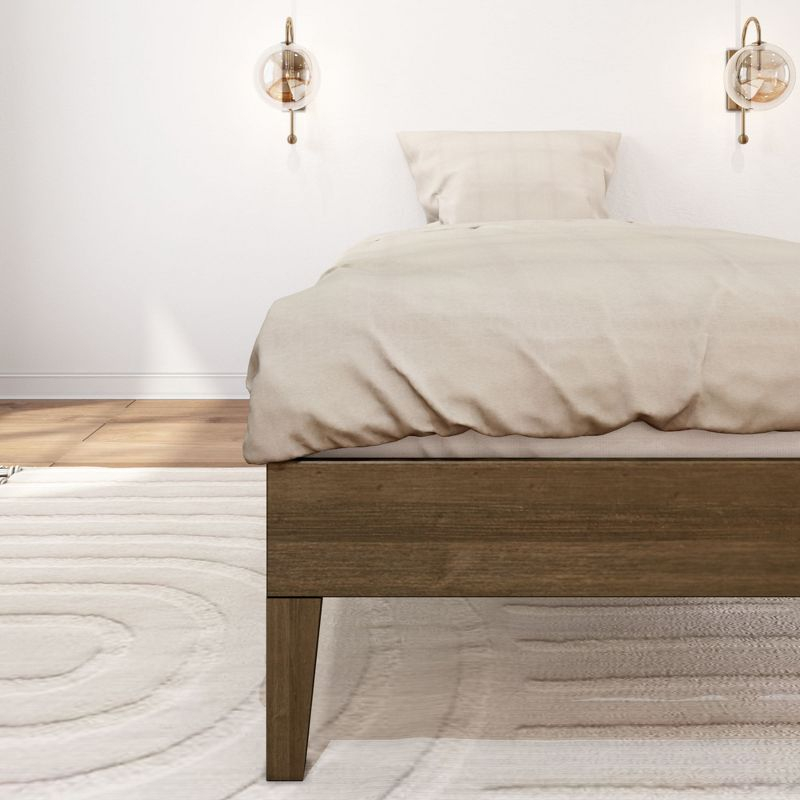 Plank+Beam Solid Wood Twin Size Platform Bed Frame, Matte Walnut