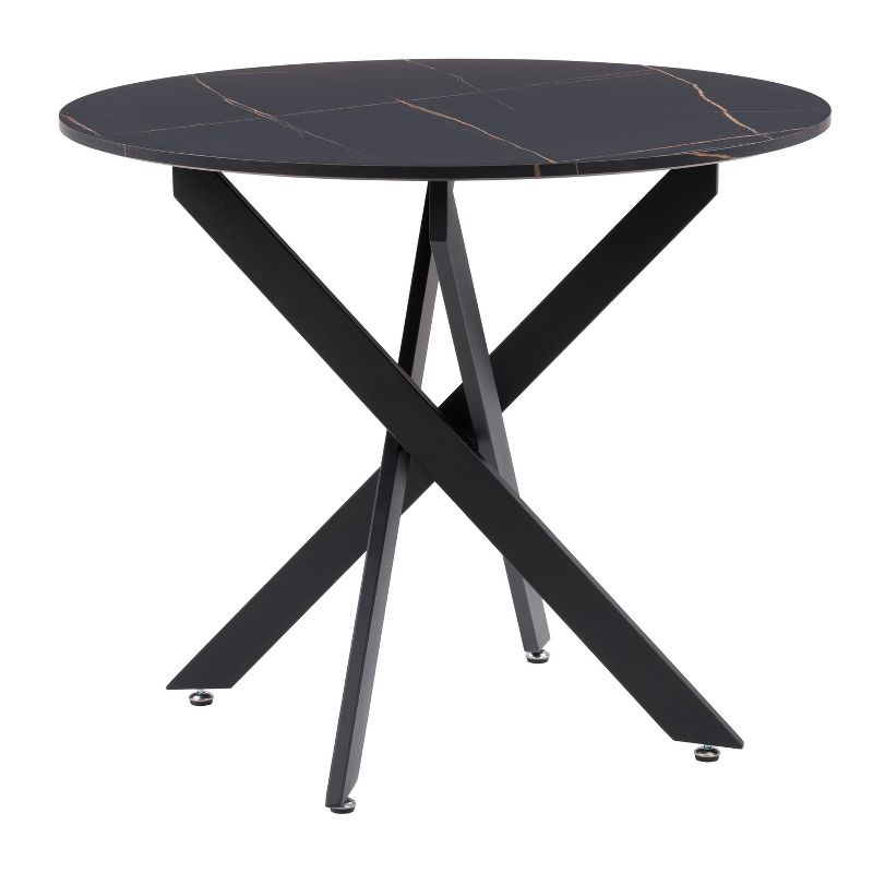 Lennox Iron Leg Trestle Dining Table Black - CorLiving: 36-Inch Wood Composite, Seats 4