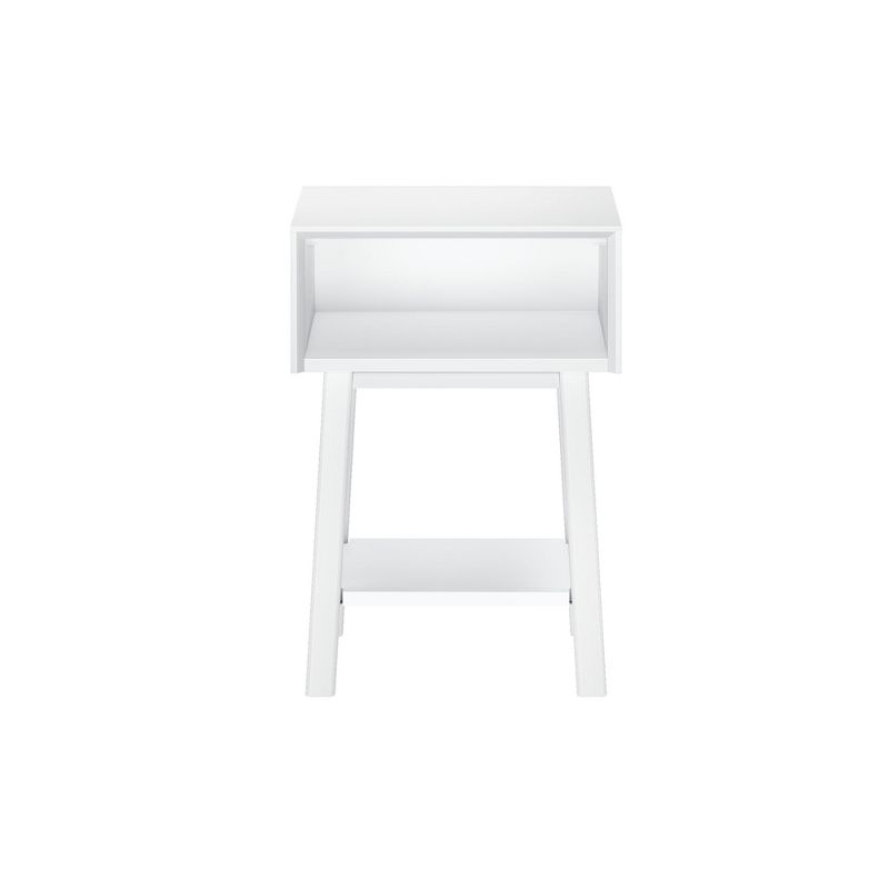 Plank+Beam Mid - Century Modern Nightstand with Cubby Shelf, Solid Wood Bedside Table for Bedroom