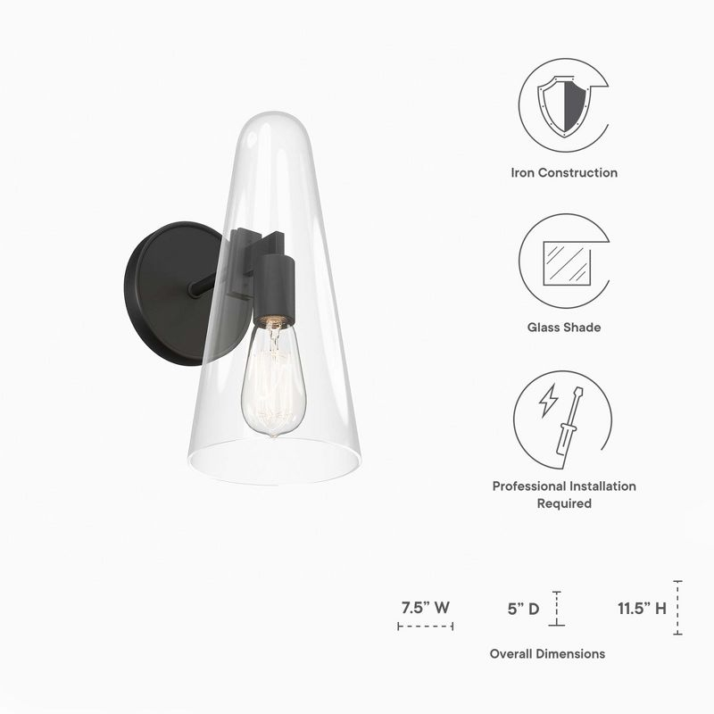 Modway Surround Wall Sconce – Minimalist 1-Light Wall Fixture with Frosted Glass Globe and Brass Mounting Base