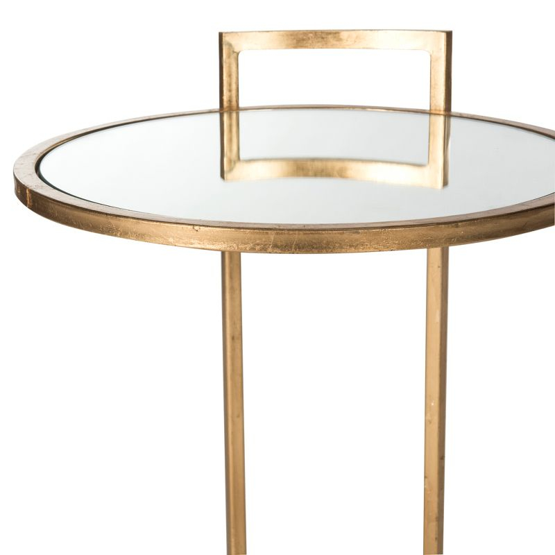 Calvin Round Gold Leaf End Table - Gold/Mirror - Safavieh.