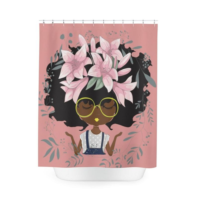 Pardon My Fro | Lily Grommet Shower Curtain, Pink