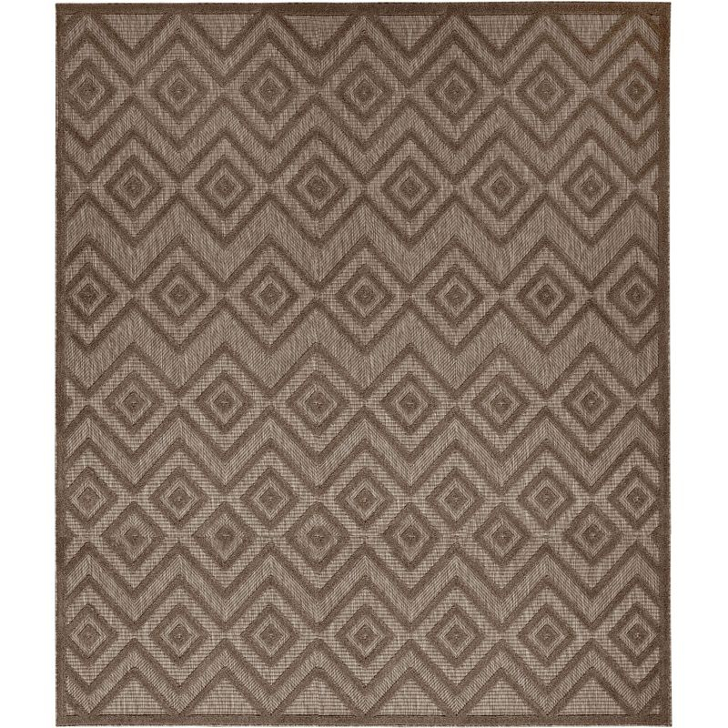 Nourison Versatile Diamond Geometric Flatweave Indoor Outdoor Area Rug Brown 9' x 12'