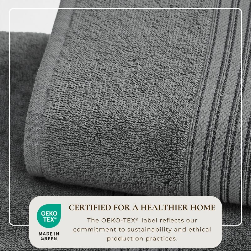 100% Cotton Quick-Dry Everday Towel Set - Great Bay Home (6 Pack Hand Towels, Dark Grey)