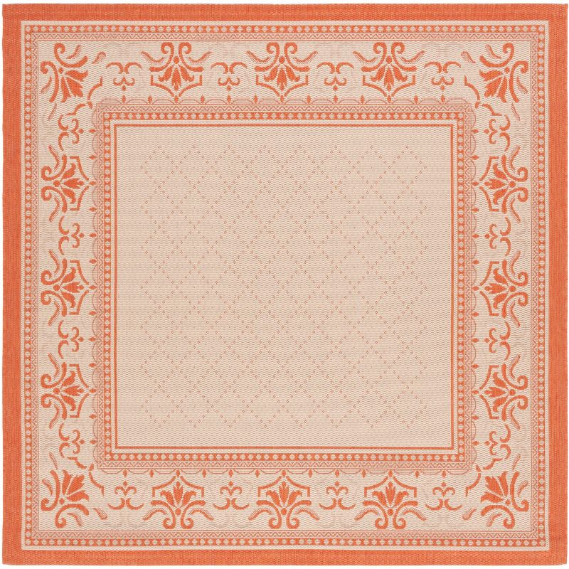 Courtyard CY0901 Power Loomed Indoor and Outdoor Area Rug - Natural/Terra - 6'7"x6'7" - Safavieh