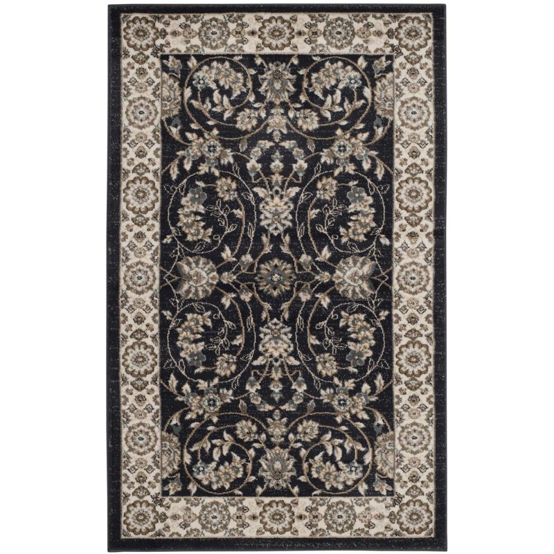 Lyndhurst LNH340 Power Loomed Accent Rug - Anthracite/Cream - 3'3"x5'3" - Safavieh
