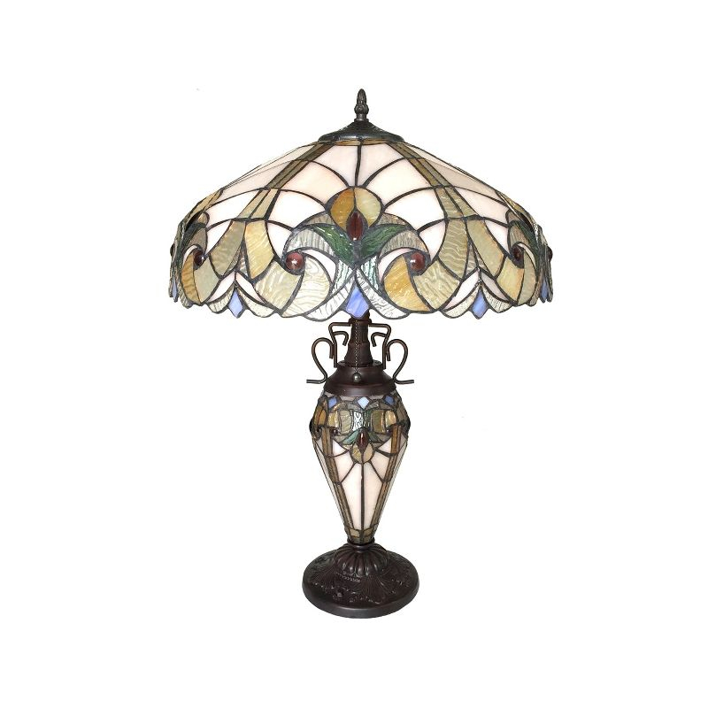 Chloe Lighting Liaison Tiffany-Style 3 Light Victorian Double Lit Table Lamp 18" Shade