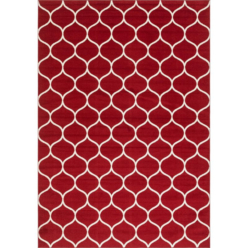 Unique Loom 10' 0 x 14' 0 Trellis Frieze Rounded Red Area Rug