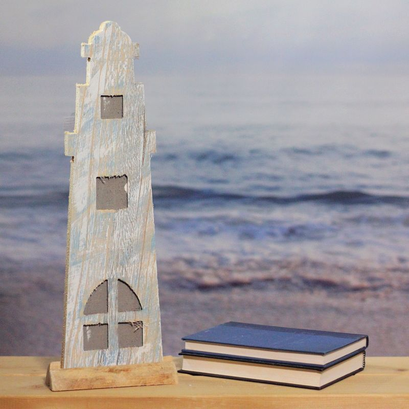 Northlight Weathered Nautical Lighthouse Decoration - 19” - Gray and Blue