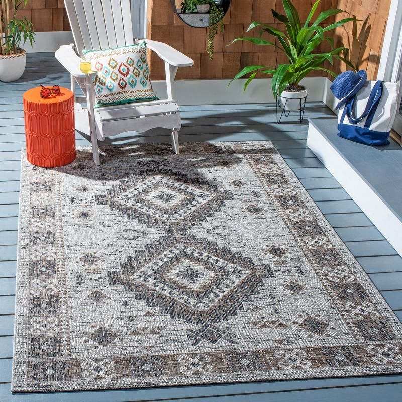 Courtyard CY8546 Power Loomed Indoor and Outdoor Area Rug - Light Grey/Light Beige - 6'7"x9'6" - Safavieh
