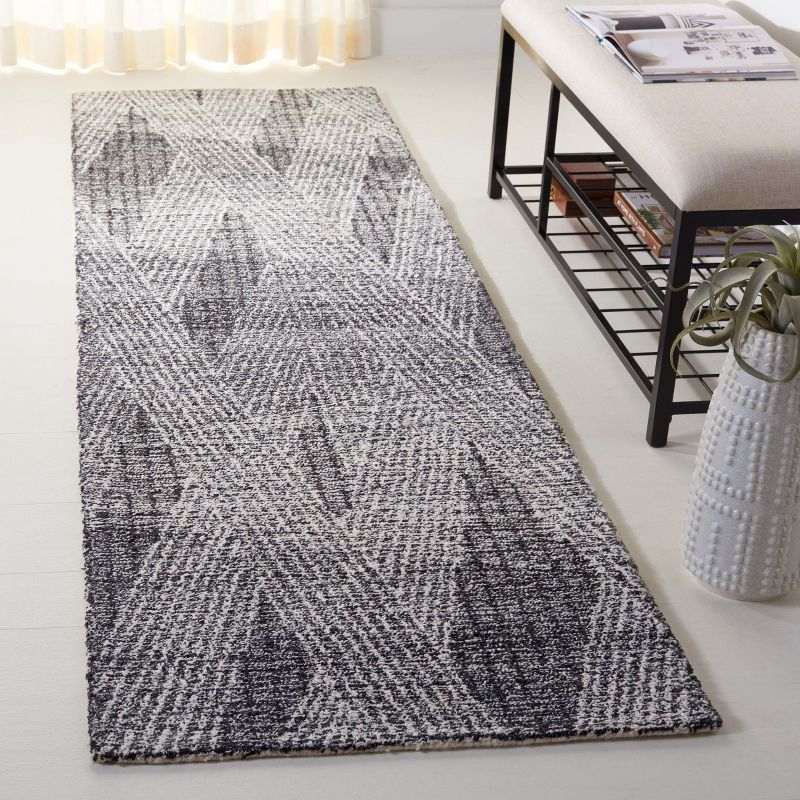 Abstract ABT360 Handmade Tufted Runner Rug - Ivory/Charcoal - 2'-3" X 8' - Safavieh