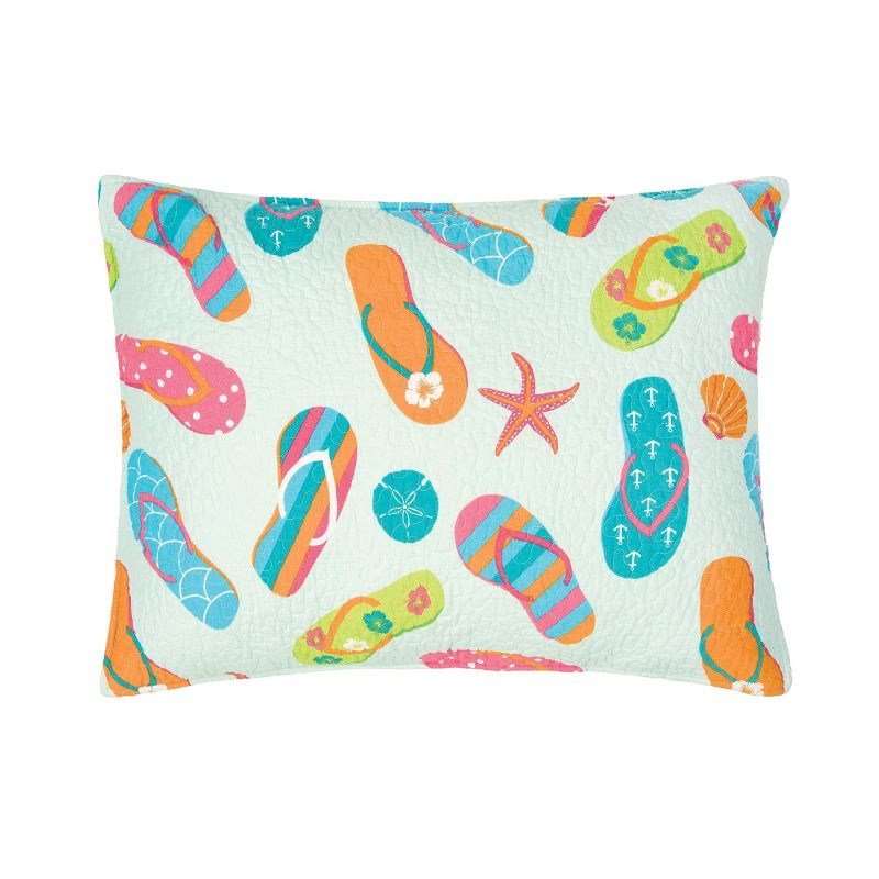 C&F Home Flip Flop Life Cotton Coastal Beach Theme King 3 Piece Beach Quilt Set