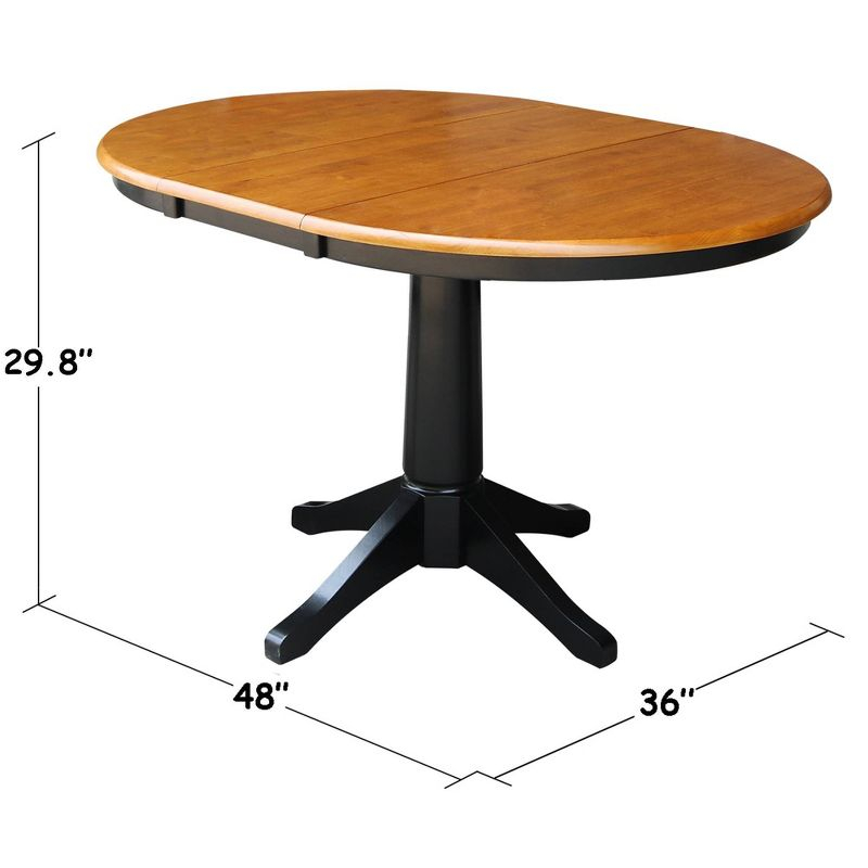 International Concepts 36" Magnolia Round Top Dining Table with 12" Leaf Black/Cherry: Hardwood Pedestal Frame, Removable Leaf