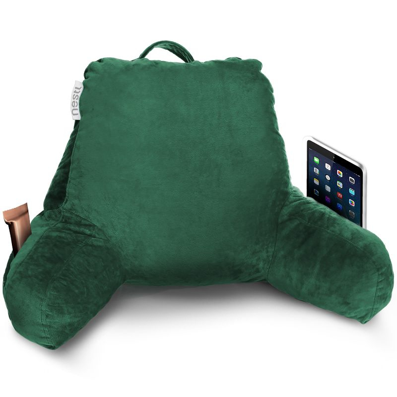 Nestl Memory Foam Reading Pillow for Kids, Small Reading & Bed Rest Pillow, Hunter green Back Pillow with Pockets