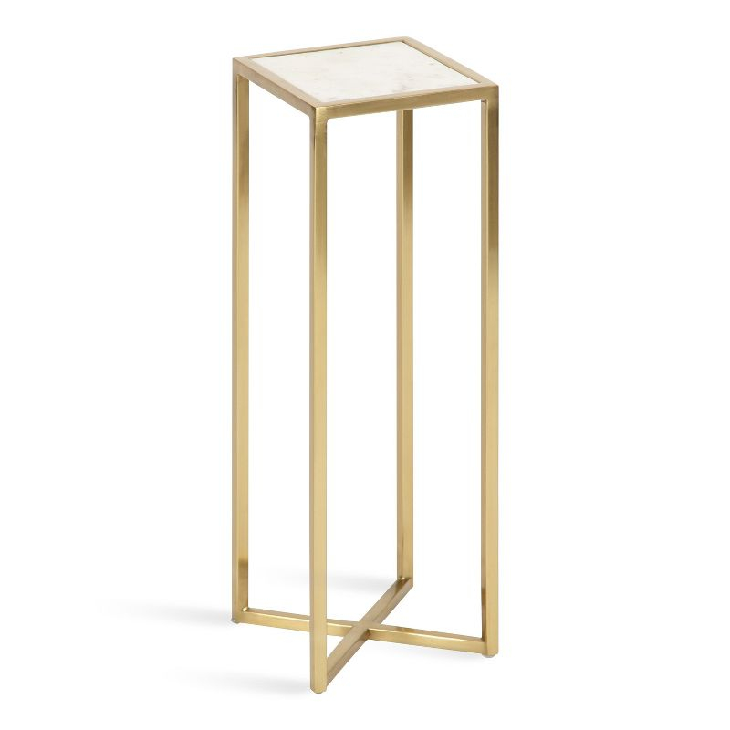 Kate and Laurel Jaspur Square Metal Drink Table, 7x7x21, Gold and White