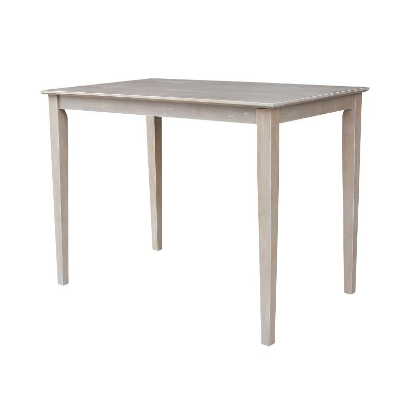 Solid Wood 30" X 48" Counter Height Table Washed Gray Taupe - International Concepts: Parawood, Non-Extension, Modern Style