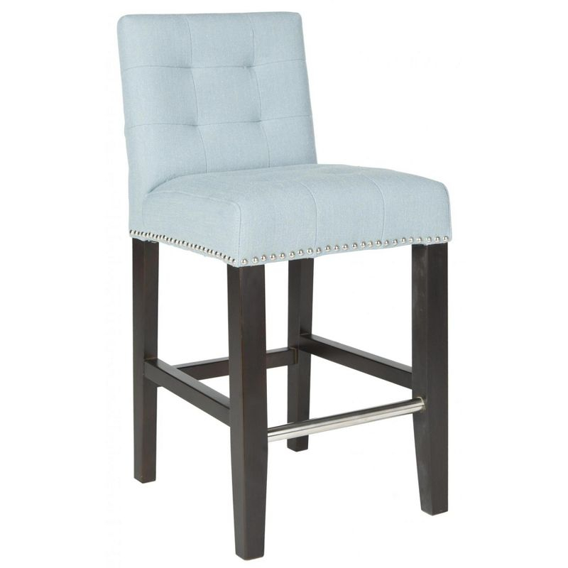 Thompson 23.9" Linen Counter Stool W/ Silver Nailheads - Sky Blue - Safavieh