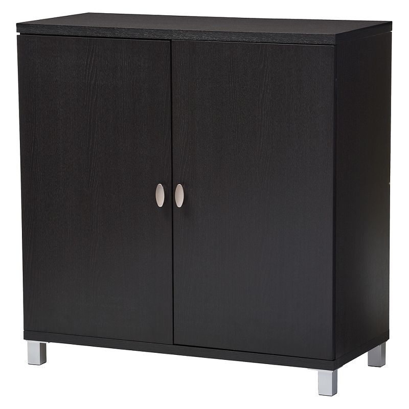 Baxton Studio Marcy Modern and Contemporary Wood Entryway Storage Sideboard Cabinet - Dark Brown: Fixed Shelves, Wood Composite
