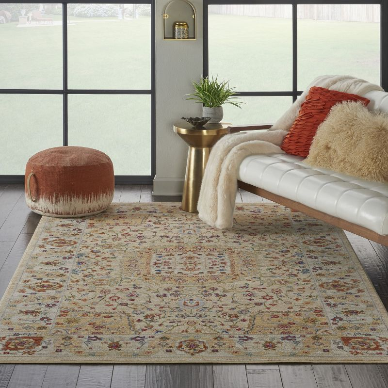 Nourison Majestic MST03 Beige/Red Indoor Area Rug - 5'6 x 8'