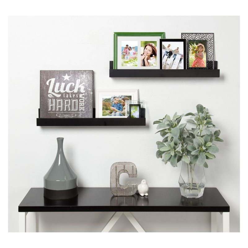 24" x 3.3" 2pc Decorative Wall Shelf Set Black - Uniek