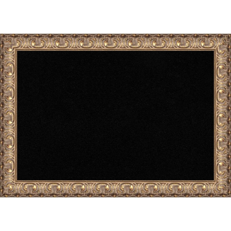 Amanti Art Black Cork Board Wood Framed Florentine Gold Bulletin Board 27 in. x 19 in.