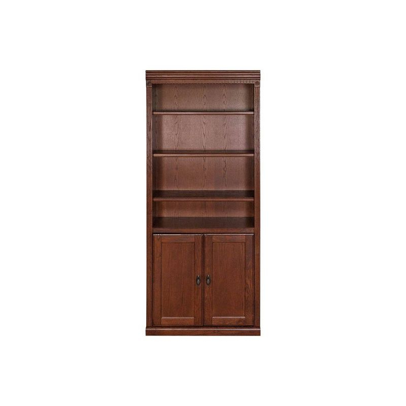 72" Huntington Oxford Wood Bookcase with Doors Brown - Martin Furniture: Hardwood, No Assembly Required