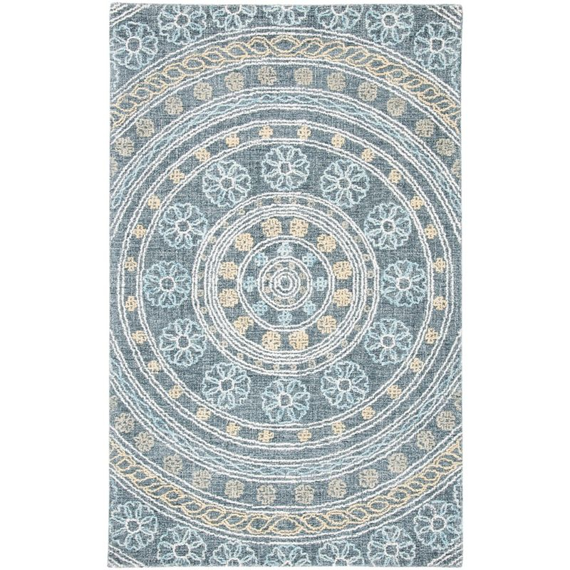 Blossom BLM608 Hand Tufted Area Rug - Charcoal/Yellow - 4'x6' - Safavieh.
