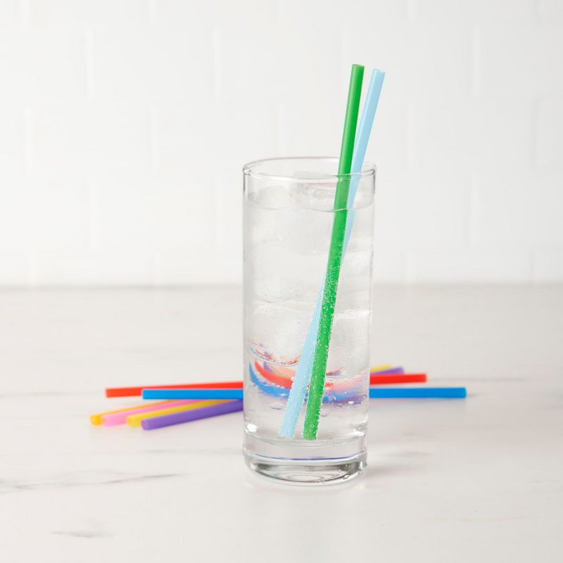 True Colorful Straws, Long Disposable Straws for Cocktails, Smoothies, Iced Coffee, Disposable Party Supplies, Assorted Colors, Set of 100