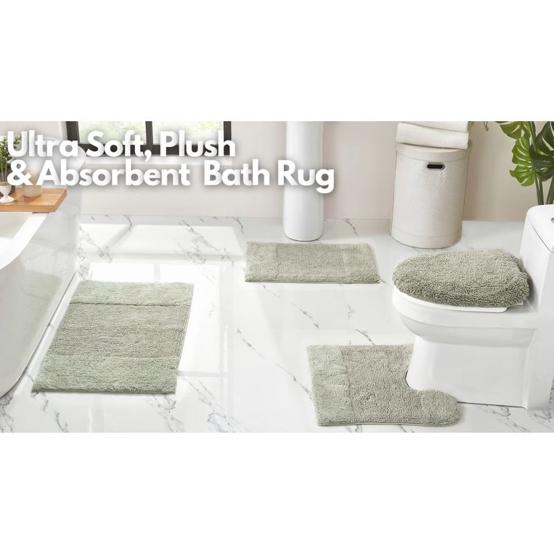Better Trends Granada 100% Cotton Tufted Non-Slip Backing Bath Rug Set 3 PC (17" x 24" | 24" x 40" | 20" x 20") - Blue