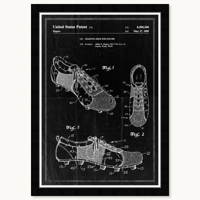 Wynwood Studio 15"x21" Training Shoe for Soccer 1980 Wall Art Black Frame: Modern Canvas, Vertical Layout, Fade Resistant