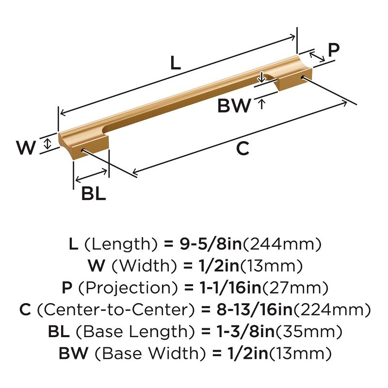 Amerock Status 8-13/16 inch (224mm) Center-to-Center Champagne Bronze Cabinet Pull