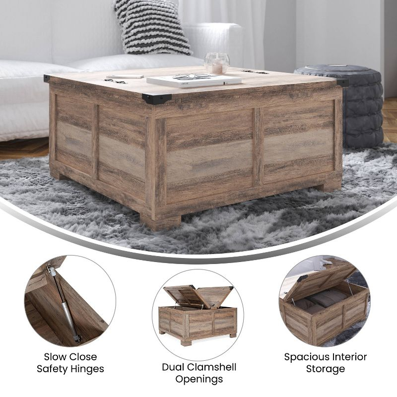 Taylor & Logan Willard Modern Farmhouse Coffee Table: Lift-Top, Engineered Wood, Lockable Hinges