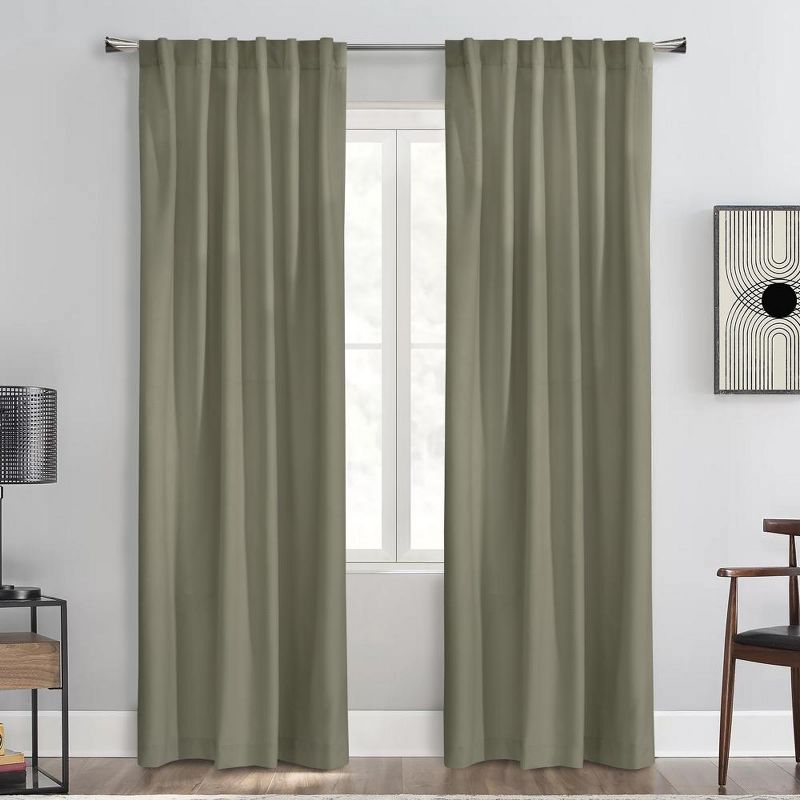 Thermaplus Seren Room Darkening Window Treatment Dual Header Curtain Panel for Bedroom Livingroom 50" x 63" Taupe