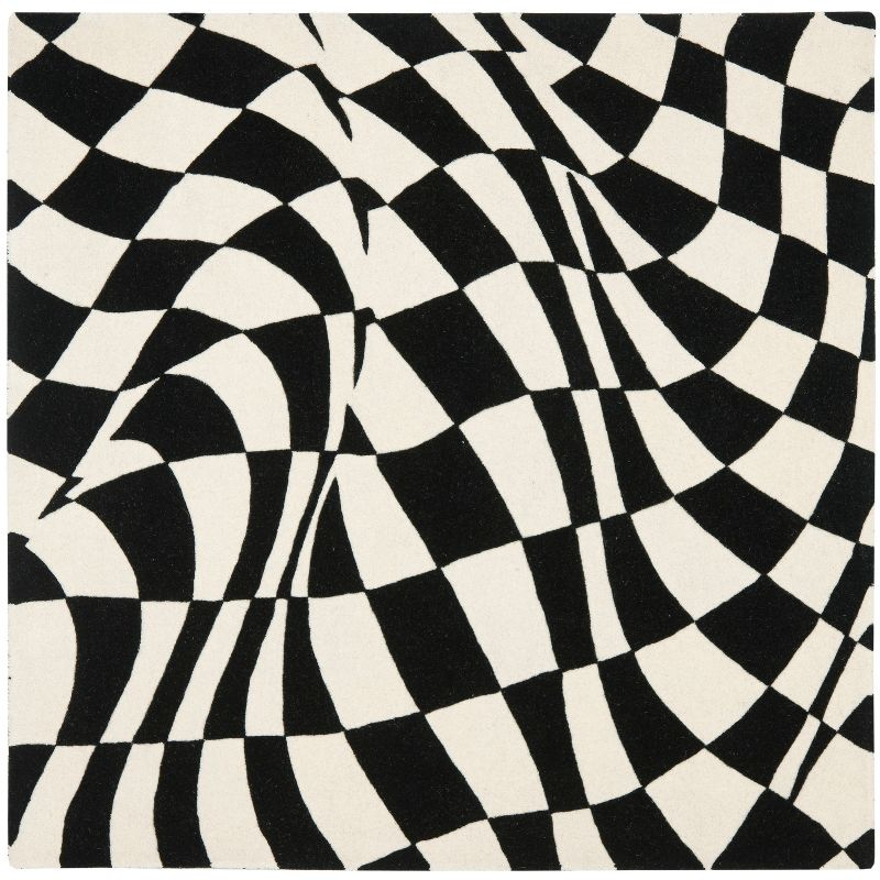Soho SOH763 Hand Tufted Square Contemporary Area Rug - Black/Ivory - 6' X 6' Square - Safavieh.