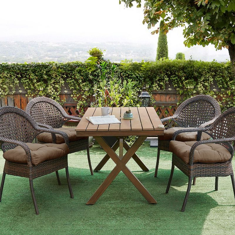 Marina Decoration Premium Thick Patio Pad Tufted 19 x 19 x 4" Solid Outdoor Chair Seat Cushions, 6 Pack