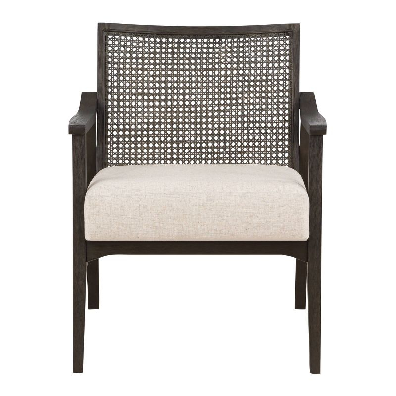 Lantana Arm Chair Linen - OSP Home Furnishings: Woven Cane Back, Polyester Cushion, Rustic Gray Finish