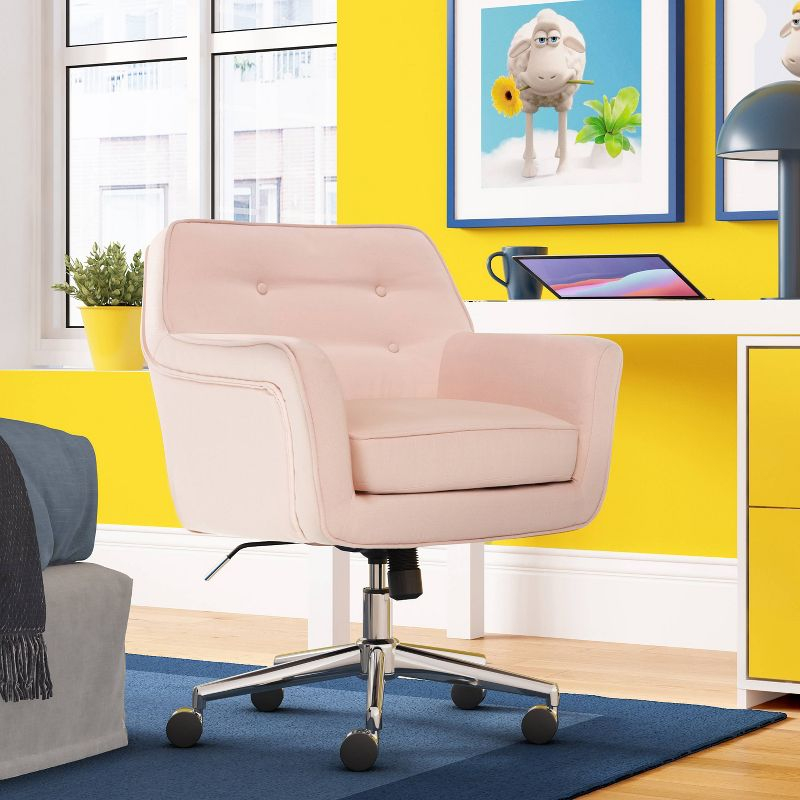 Serta Style Ashland Home Office Chair Party Blush Pink: Upholstered, Adjustable, with Casters/Wheels