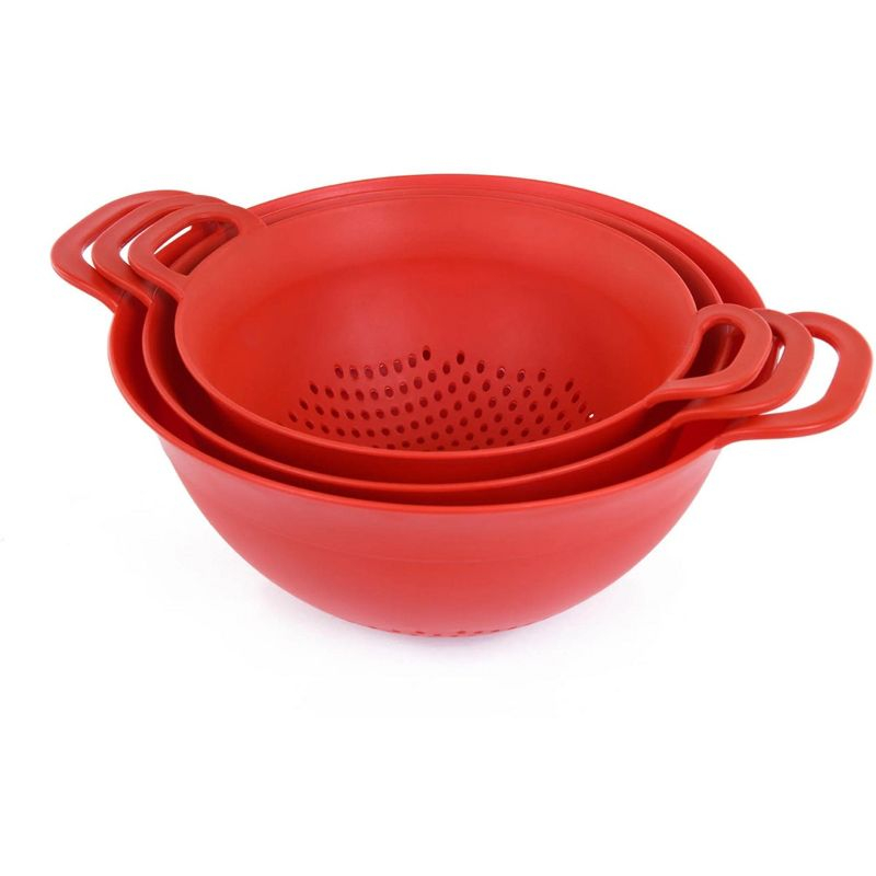 Plastic Strainer Colanders Set (3 Pack) (Red)