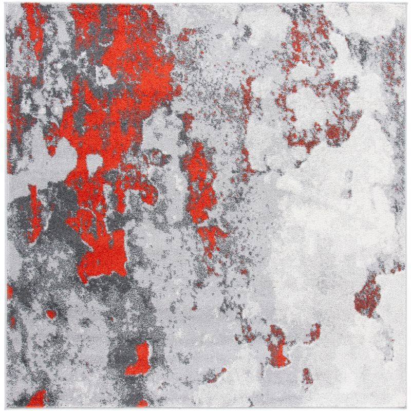 Adirondack ADR134 Machine Made Indoor Area Rug - Orange/Grey - 4'x4' - Safavieh