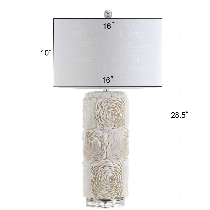 JONATHAN Y Rosette 28.5" Seashell/Resin/Crystal LED Table Lamp, Cream