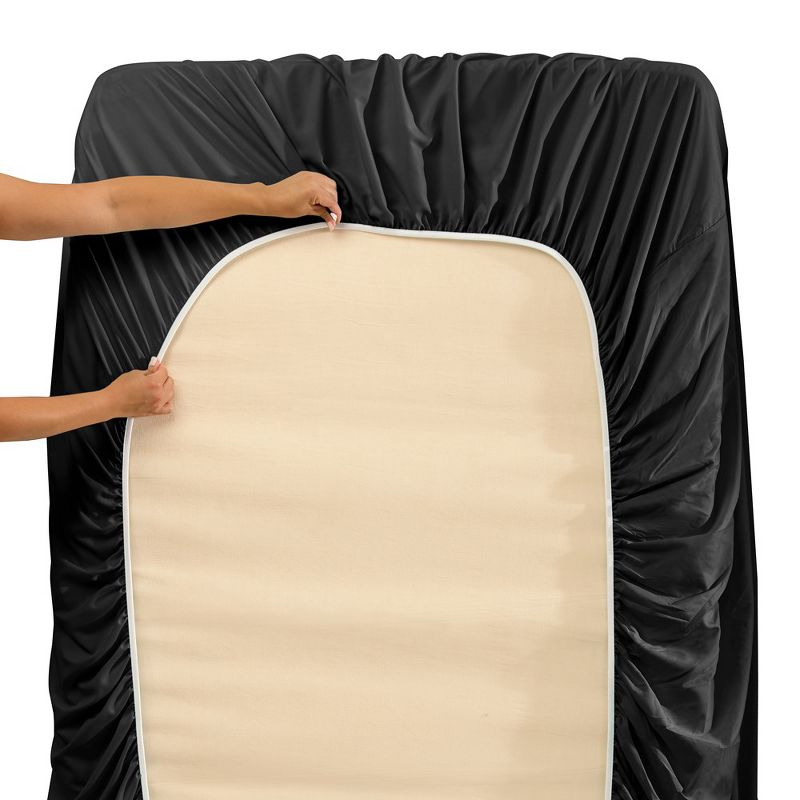 Nestl Extra Deep Pocket 4 Piece Sheet Sets, Queen Size Deep Pocket Sheets - Black