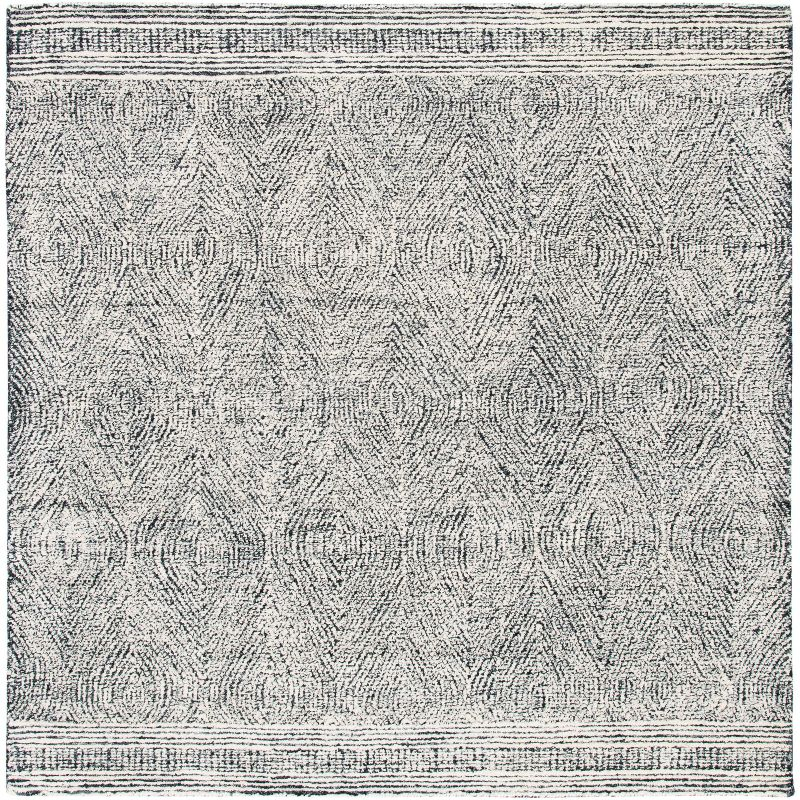 Abstract ABT340 Handmade Indoor Area Rug - Ivory/Charcoal - 8'x8' - Safavieh