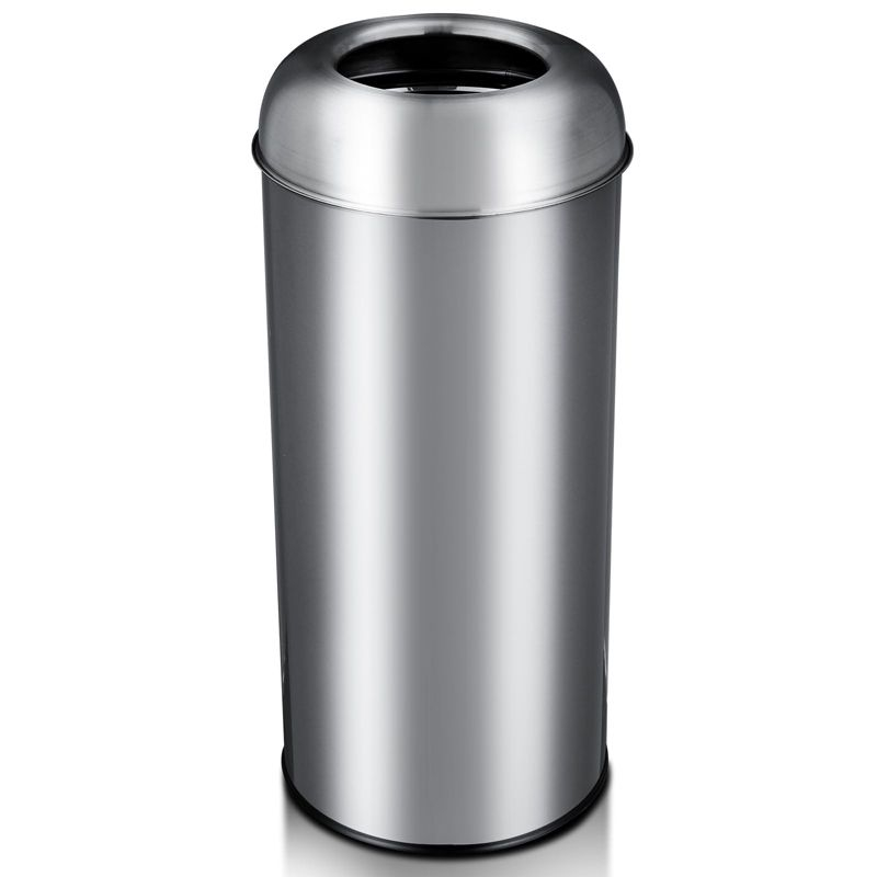 65 L / 17 Gal Open Top Trash Can Commercial Grade Heavy Duty Brushed Stainless Steel for Outdoor | Kitchen Waste Bins Home House Family