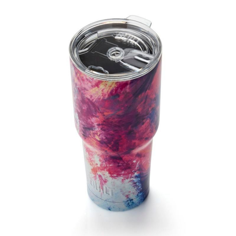 Built 30 Oz Tumbler with Tritan Slide Lid, Stainless Steel Travel Cup, Vacuum-Sealed Insulation, Fits Cup Holders, Hot 8 Hrs, BPA-Free (Sunset Sky)