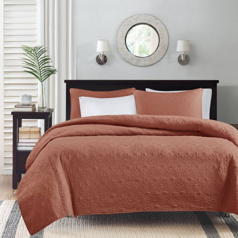 Madison Park 3pc Full/Queen Vancouver Reversible Quilt Set Clay Pink