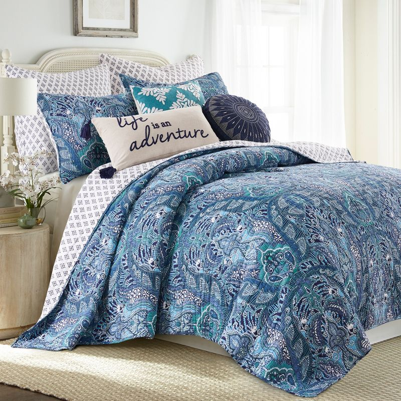 Bellamy Teal Quilt Set - One Twin/Twin XL Quilt and One Standard Sham - Levtex Home